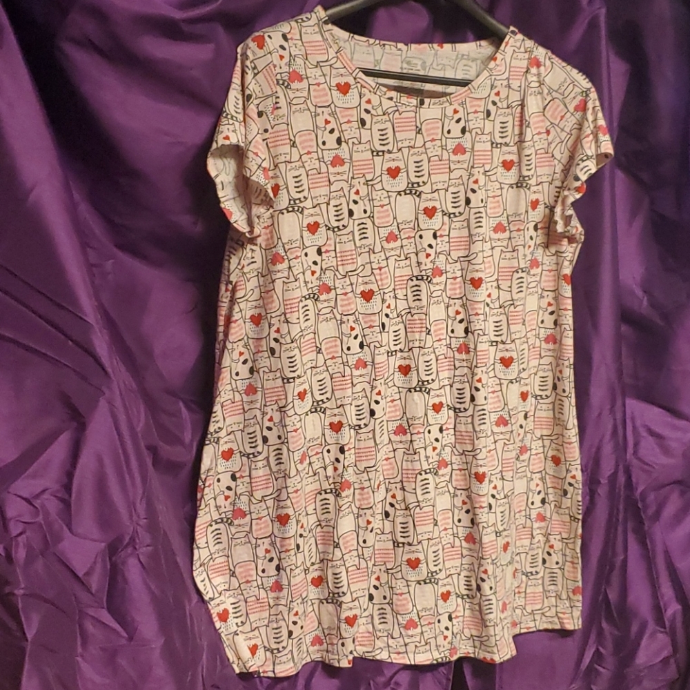 Pink heart cat nightgown